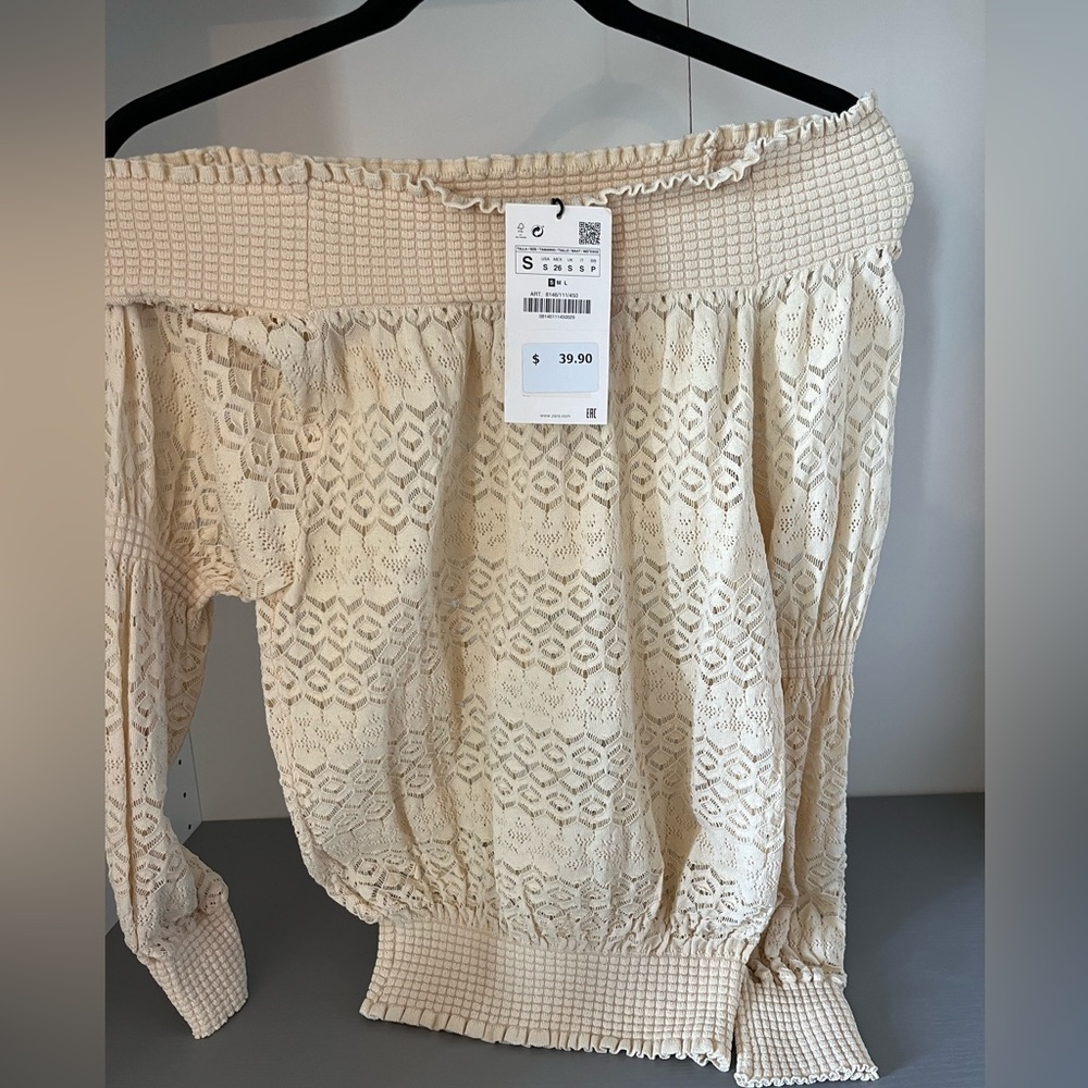 Zara cream blouse, size small.